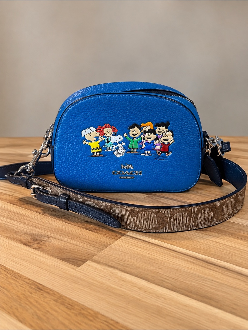 Coach Blue Kids Peanuts Crossbody Bag with Signature Strap
